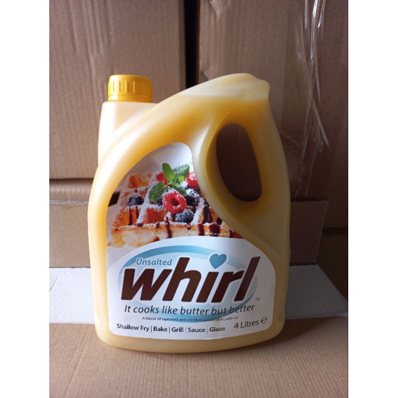Can 4Lit Bơ lạt dạng lỏng Unsalt Whirl nhập khẩu Anh  làm bánh, chế biến thực phẩm ngon, tiện lợi