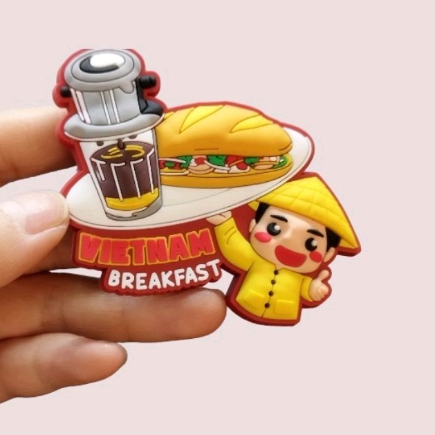 Nam châm dán tủ lạnh lưu niệm Việt Nam, hít tủ lạnh - fridge magnets , bánh mì và cafe