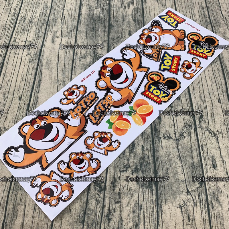 Bộ tem Gấu Dâu Lotso siêu dễ thương trang trí, dán mọi loại xe