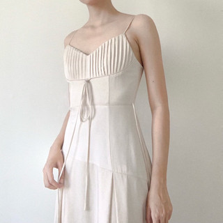 Váy lụa màu be size S của Jubin Studios