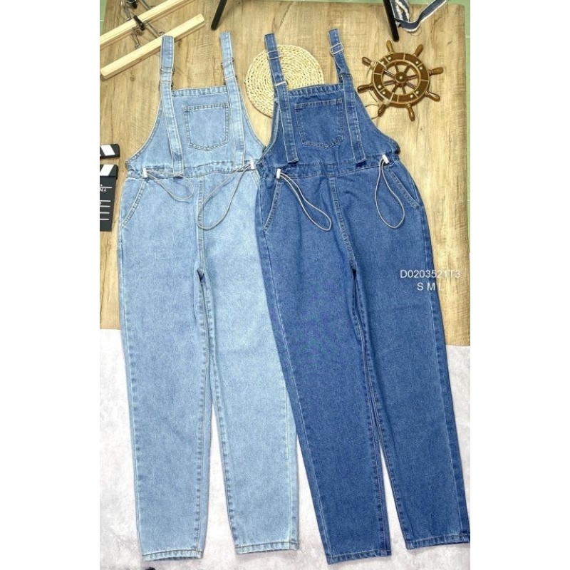 Yếm jean có dây rút eo form dài!