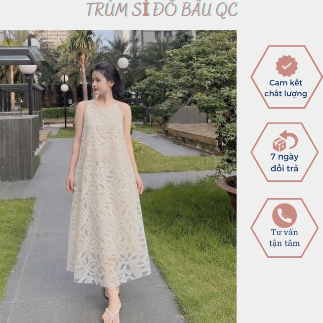 Maxi đi biển chất liệu vải ren 2 lớp lót tơ cao cấp mềm mại , nhẹ mát mặc đi biển đi chơi.