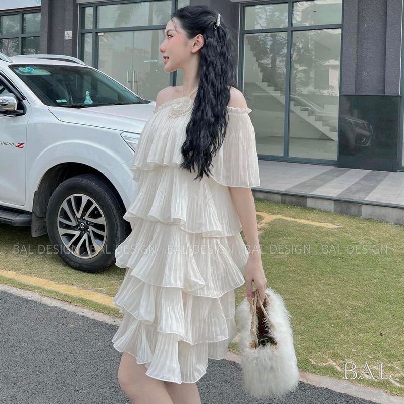 Váy Tơ Tầng Rớt Vai Bèo Tiểu Thư 🦋FREESHIP🦋