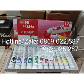 Set bột vẽ cọ bản 12 màu hihi haha, set bột vẽ cọ bản 12 màu