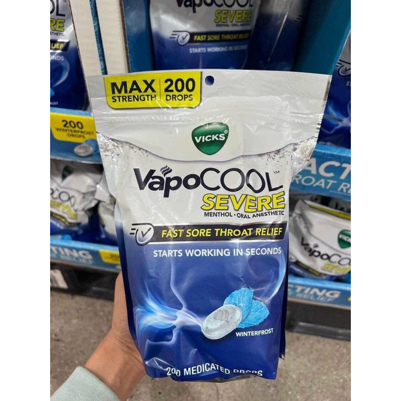 Kẹo ngậm ho Vicks VapoCOOL Max Strength 200 viên/ gói