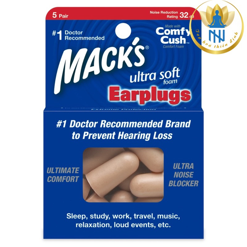 Hộp 5 đôi nút bịt tai chống ồn Mack’s Ultra Sofl dành cho ngủ ngon,ngồi thiền siêu mềm,siêu nhẹ, Có thể tái sử dụng