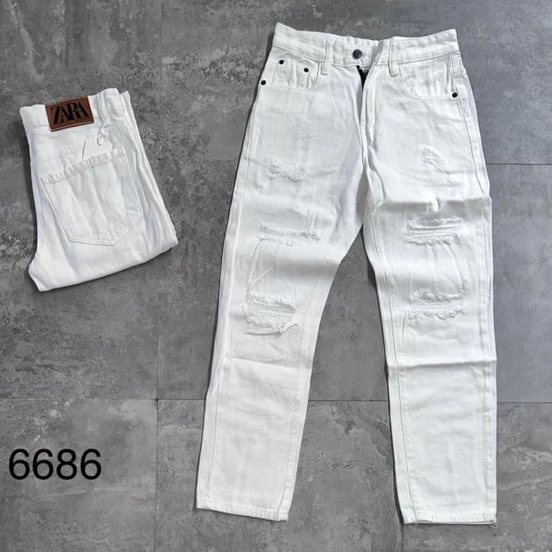 Quần jeans nam trắng đen rách nhiều mẫu mới nhất thời trang phong cách