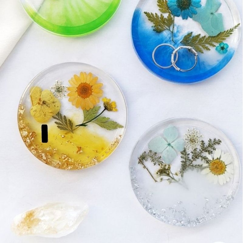 Khuôn lót ly hình tròn có gờ dùng trong thủ công Resin, Jesmonite, thạch cao....