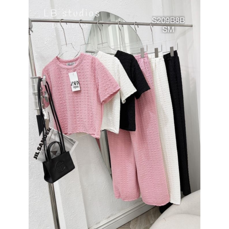 Đồ Bộ Nữ Cao Cấp ,Set Bộ ZA.RA Thun Xốp Áo Kiểu Form Rộng Xoắn Lưng Dáng Lửng Mix Quần Suông Siêu Hot