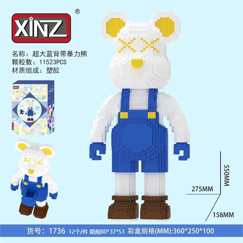 Lego bearbrick yếm xanh 55cm🆘👉Tặng kèm búa