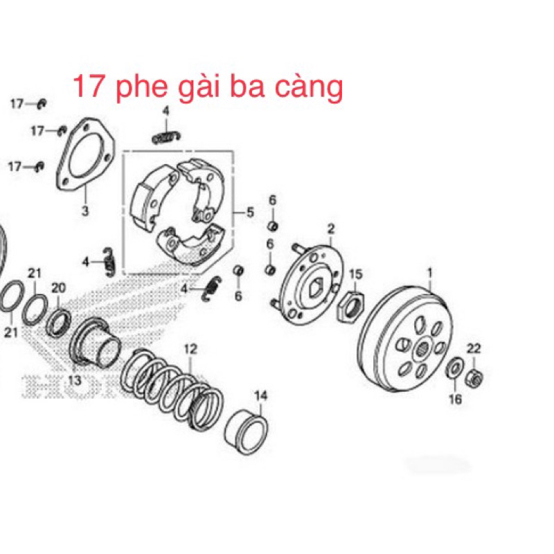 Bộ ba phe cài đế sắt ba càng các dòng xe máy Airblade / PCX / SH / Spacy / Attila / Vario
