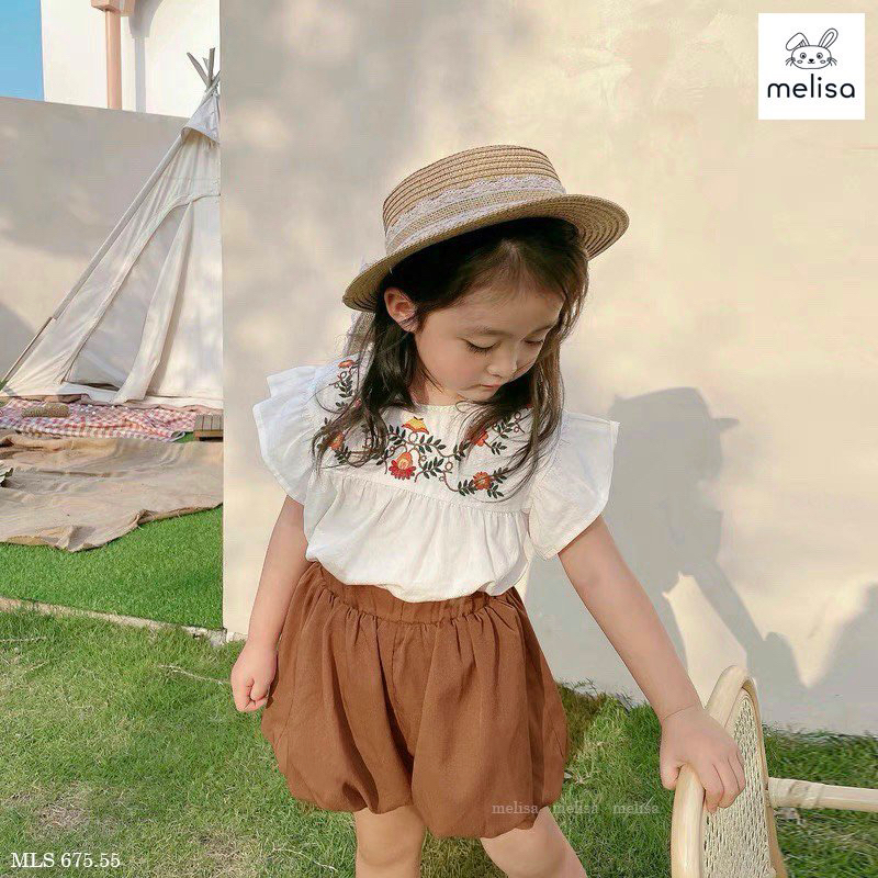 Sét áo thêu quần bom Melisa size 18/24m-10/11y