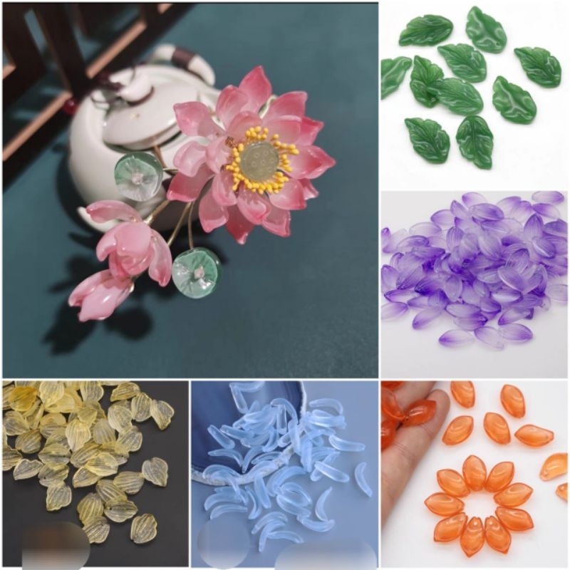 Set 50 cánh hoa/lá hỗn hợp màu - Nguyên liệu làm cài tóc cổ trang, đổ thủ công