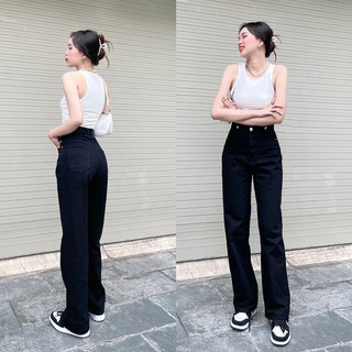 Quần suông jeans đen
