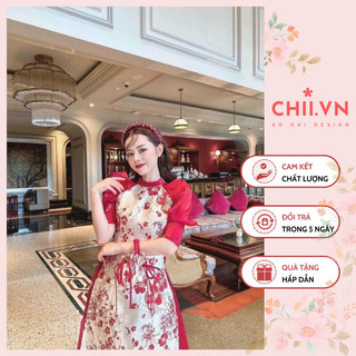 Set áo dài váy cách tân tay bồng