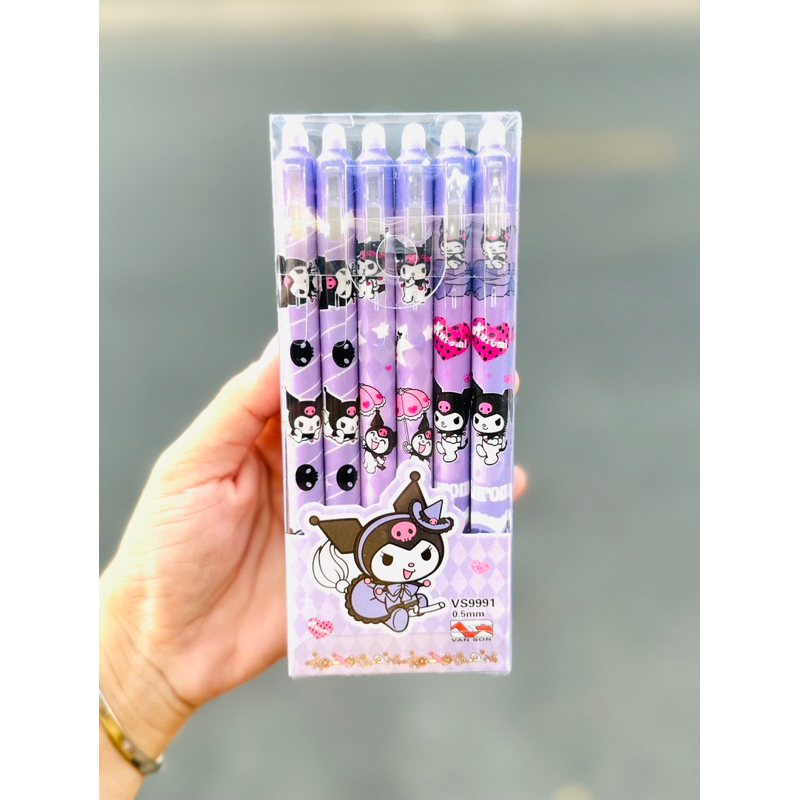 Bút Gel Xoá Được Dạng Bấm Mực Tím Mẫu Gấu Dâu Lotso Bear/Gấu Panda - 1 Cây