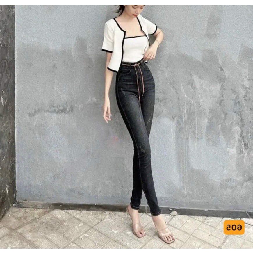 Quần jean nữ lưng cao skinny ôm dáng, quần bò nữ co giãn mẫu mới thời trang cao cấp A-T Fashion - MQ605