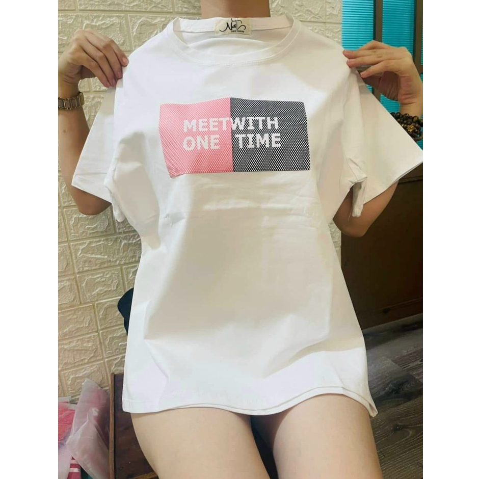 Áo thun nữ, chất thun thái, áo cotton form vừa, mẫu A05: Màu Trắng