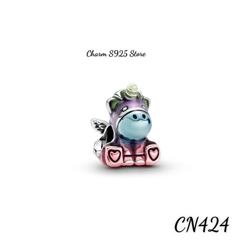 CHARM PAN ALE NGỰA MỘT SỪNG CÓ CÁNH BẠC S925 THUẦN KHIẾT HÀNG CAO CẤP