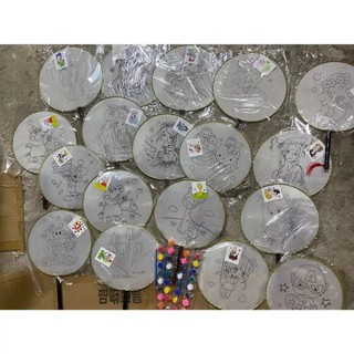 Quạt tranh lụa kèm cọ màu tô