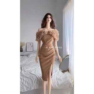 D966 ĐẦM BODY RỚT VAI HOA 3D