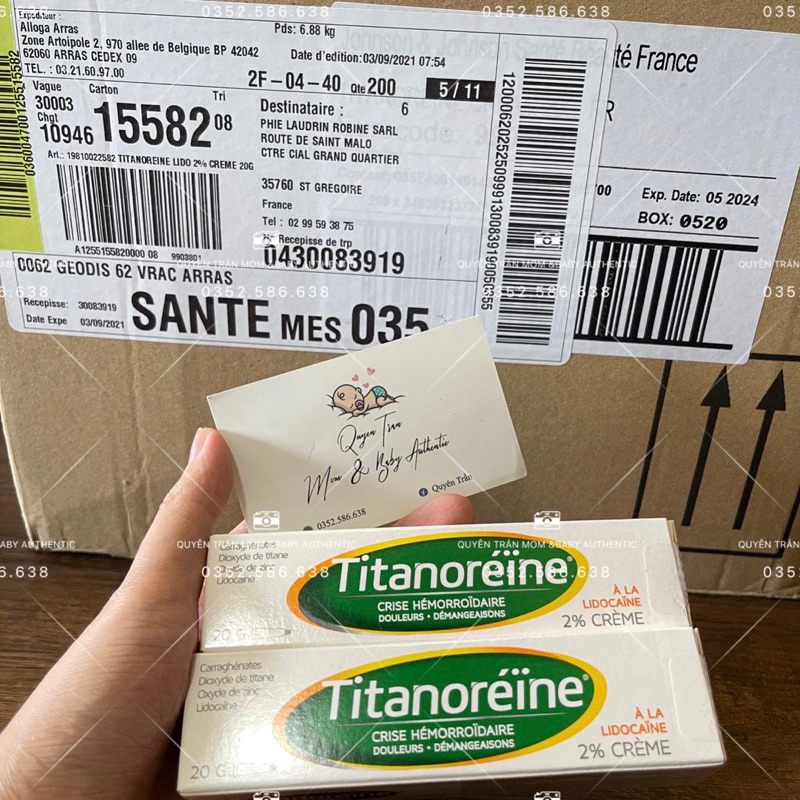 Kem bôi trĩ Pháp Tinanoreine 20g, Date xa 2025,2026- Hàng chuẩn auth, shop có che tên sản phẩm