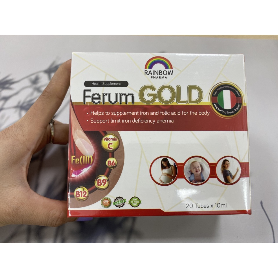SIRO SẮT FERUM GOLD HỘP 20 ỐNG BỔ SUNG SẮT VÀ ACID FOLIC CHO CƠ THỂ THƠM NGON KHÔNG TANH