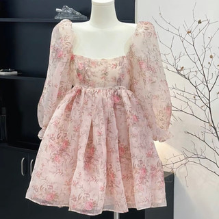 ĐẦM HOA NHÍ PHONG CÁCH TIỂU THƯ NHẸ NHÀNG CỰC XINH XẮN TRẺ TRUNG - váy babydoll màu hồng