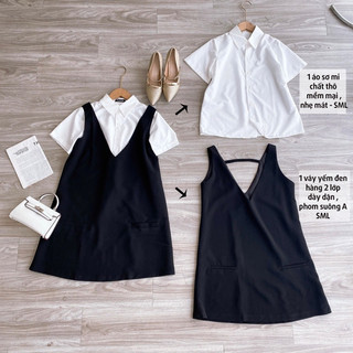 Set bộ gồm yếm và áo sơ mi