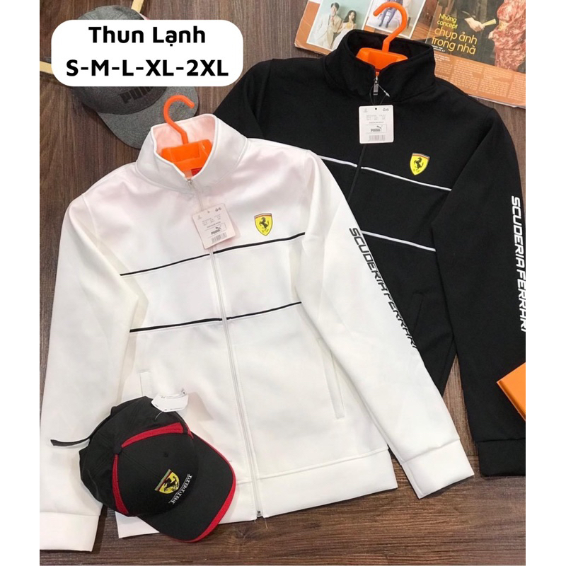 Áo Khoác Thun Lạnh Chống Nắng Màu Trắng F E R A R R I Thể Thao Chất Vải Mịn Thoáng Khí Không Xù Lông Áo Khoác Thu Đông