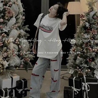 Áo phông chữ nổi balenciaga, áo phông chữ form rộng unisex, chất cotton tàu thấm hút tốt