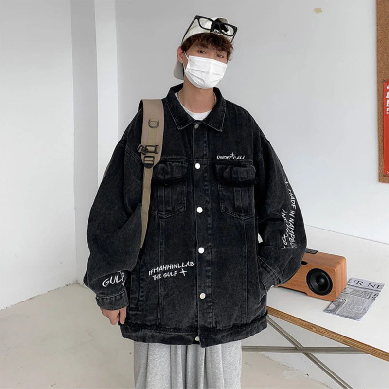 Áo Khoác Jeans Nam Nữ From Rộng Chất Vải Dầy Dặn Chữ Thêu Nổi, Áo Bò Thời Trang Unisex Phong Cách Trẻ Trung Năng Động