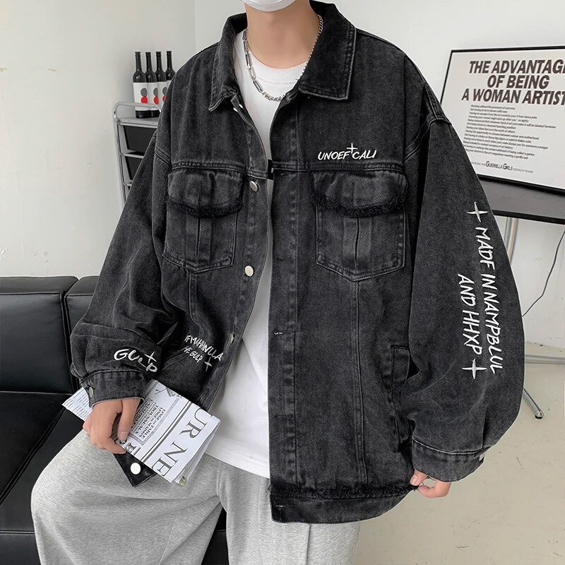 Áo Khoác Jeans Nam Nữ From Rộng Chất Vải Dầy Dặn Chữ Thêu Nổi, Áo Bò Thời Trang Unisex Phong Cách Trẻ Trung Năng Động