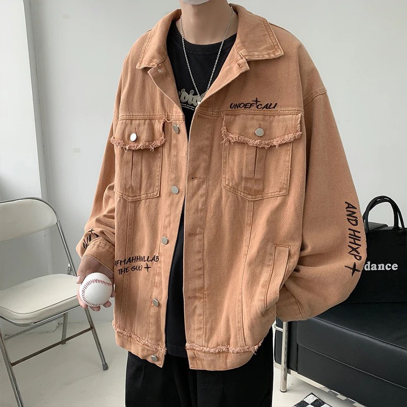 Áo Khoác Jeans Nam Nữ From Rộng Chất Vải Dầy Dặn Chữ Thêu Nổi, Áo Bò Thời Trang Unisex Phong Cách Trẻ Trung Năng Động