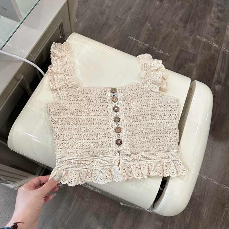 Áo Zen nữ tay cánh tiên hai dây đính cúc co dãn phối đồ siêu xinh ảnh thật - hàng có sẵn