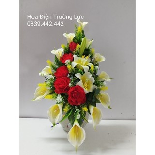Hoa giả, Hoa trang trí bàn thờ, decor phòng, hoa mộc lan có gắn đèn led