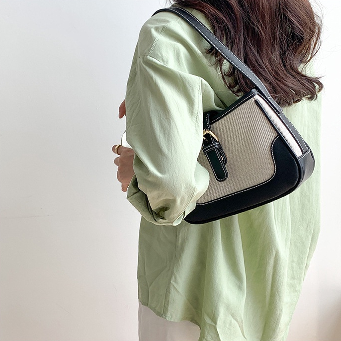 Túi xách kẹp nách nữ đeo vai chất vải canvas thiết kế phối màu vintage thời trang MINGA  đi chơi đi học đi làm 201 Y-20