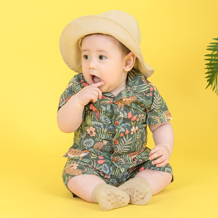 Bộ áo kèm quần hè thoáng mát Jungle LITTER TINI made in Korea cho bé từ 8-14kg thời trang trẻ em BABYKOREA