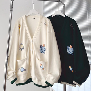 Áo Cardigan icon đen, kem ảnh thật Gấu store