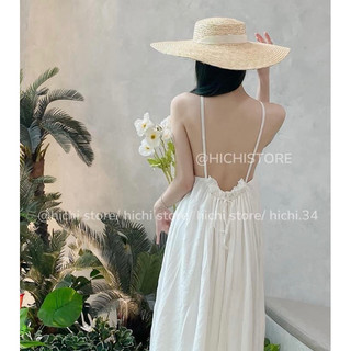 Váy maxi yếm hở lưng rút dây