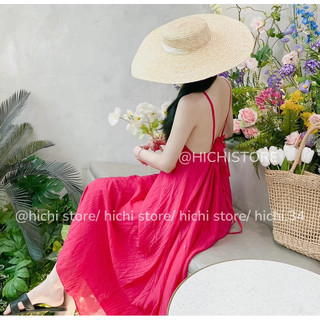 Váy maxi yếm hở lưng rút dây