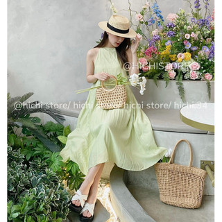 Váy maxi yếm hở lưng rút dây