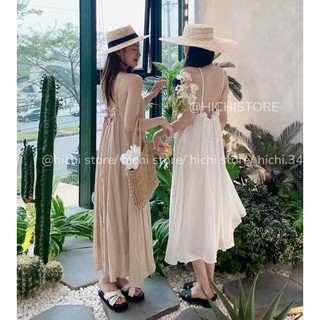 Váy maxi yếm hở lưng rút dây