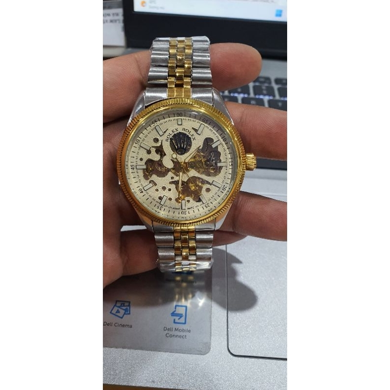Đồng hồ nam rolex cơ automatic trợ cót tay dây demi chất liệu thép không gỉ cực đẹp