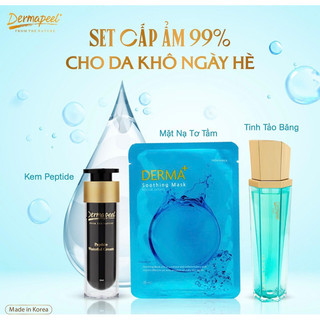 Cấp ẩm phục hồi da khô cấp tốc - combo cấp ẩm phục hồi da Dermapeel - Kem Peptide - Tinh tảo băng - Nạ Derma - Kèm Quà