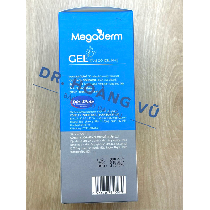 Sữa tắm gội dịu nhẹ Megaderm, làm sạch cơ thể nhẹ nhàng 280ml - Dr. Hoàng Vũ