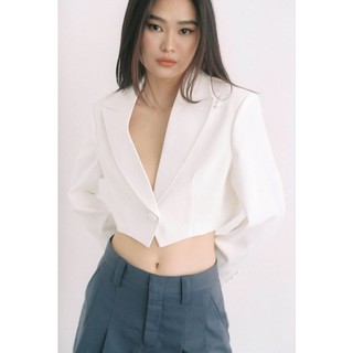 OLALASTUDIO Áo vest oversize dáng ngắn có độn vai ( caro, đen, beige )