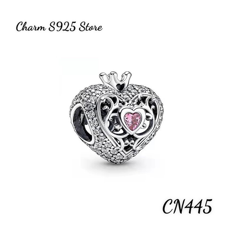 CHARM PAN ALE TIM VƯƠNG MIỆN ĐÍNH ĐÁ BẠC S925 CAO CẤP