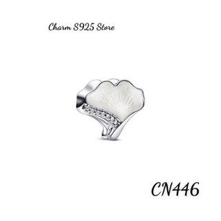 Charm pan ale chiếc lá đính đá bạc s925 thuần khiết hàng cao cấp
