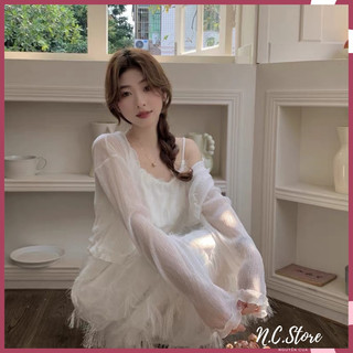 Đầm Ren 2 Dây Pha Lông Thỏ Trắng Cao Cấp 🌷N.C.Store